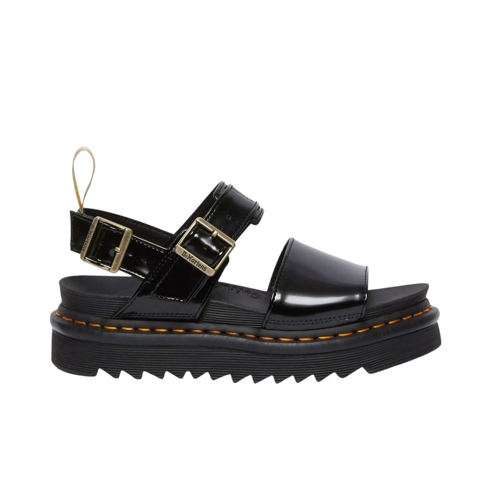 Dr. Martens Voss Black Vegan Leather Platform Sandals Size 9